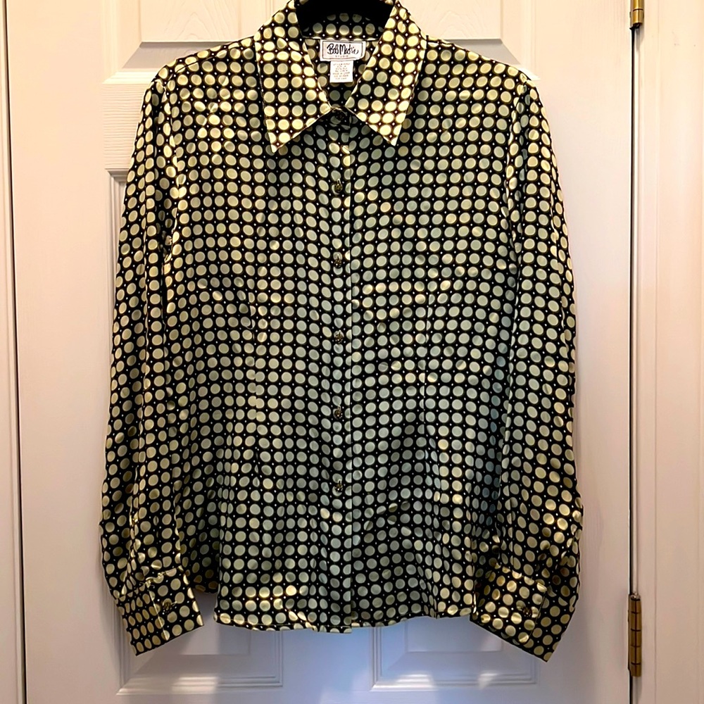 Bob Mackie Studio Silk Blouse — Green & Chartreuse, Size 14